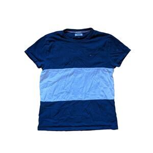 Tommy Hilfiger Jeans Mens T Shirt Size M Regular Fit Spellout Blue & White